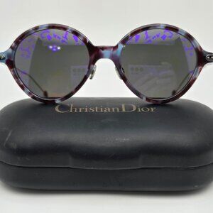 Christian Dior Umbrage Blue Tortoise Frame Purple Mirror Lens Sunglasses w/ Case